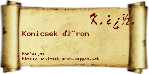 Konicsek Áron névjegykártya